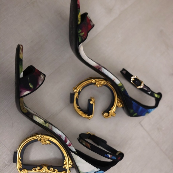 Dolce & Gabbana Floral Baroque Heel Sandals - Picture 2 of 12